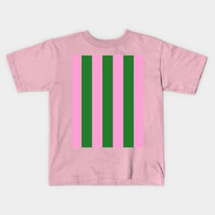 Pink and Green Stripes Kids T-Shirt